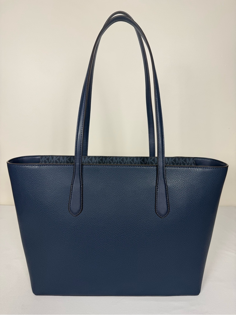 Michael Kors Arden Large Pebbled Leather Tote Bag Admiral Navy Blue - Picture 12 of 16
